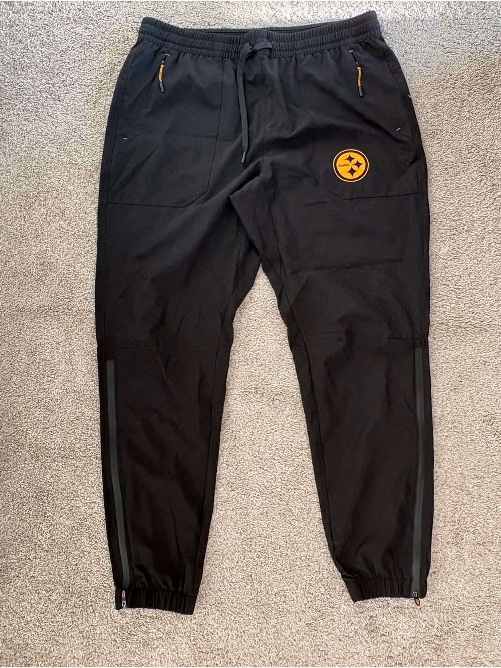 Black Men's Athletic Jogger Pants with Steelers Logo